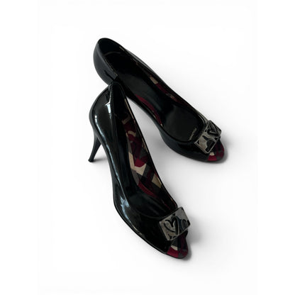 Burberry Leather Peep Toe Heels