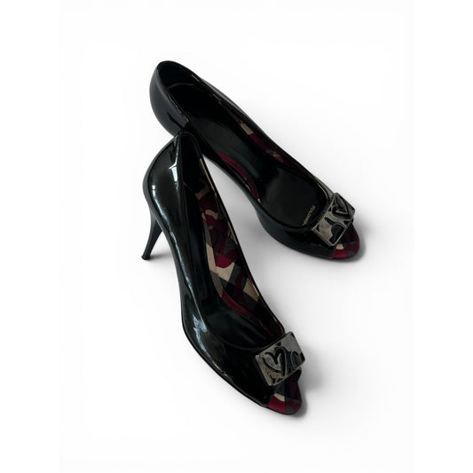 Burberry Leather Peep Toe Heels