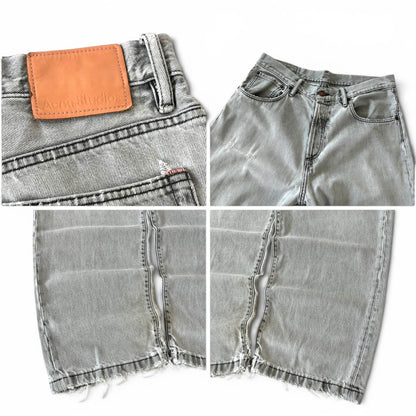 Acne Studios Distressed Wide Leg Jeans Light Grey
