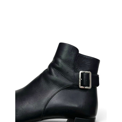 Prada Leather Buckle Ankle Boots