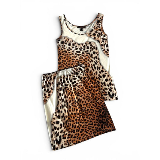 Roberto Cavalli Leopard Print Top & Skirt Set