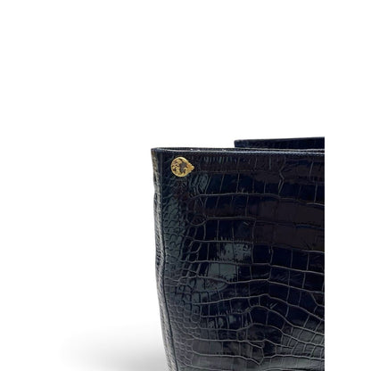 Versace Croc Embossed Patent Leather High Heel Boots