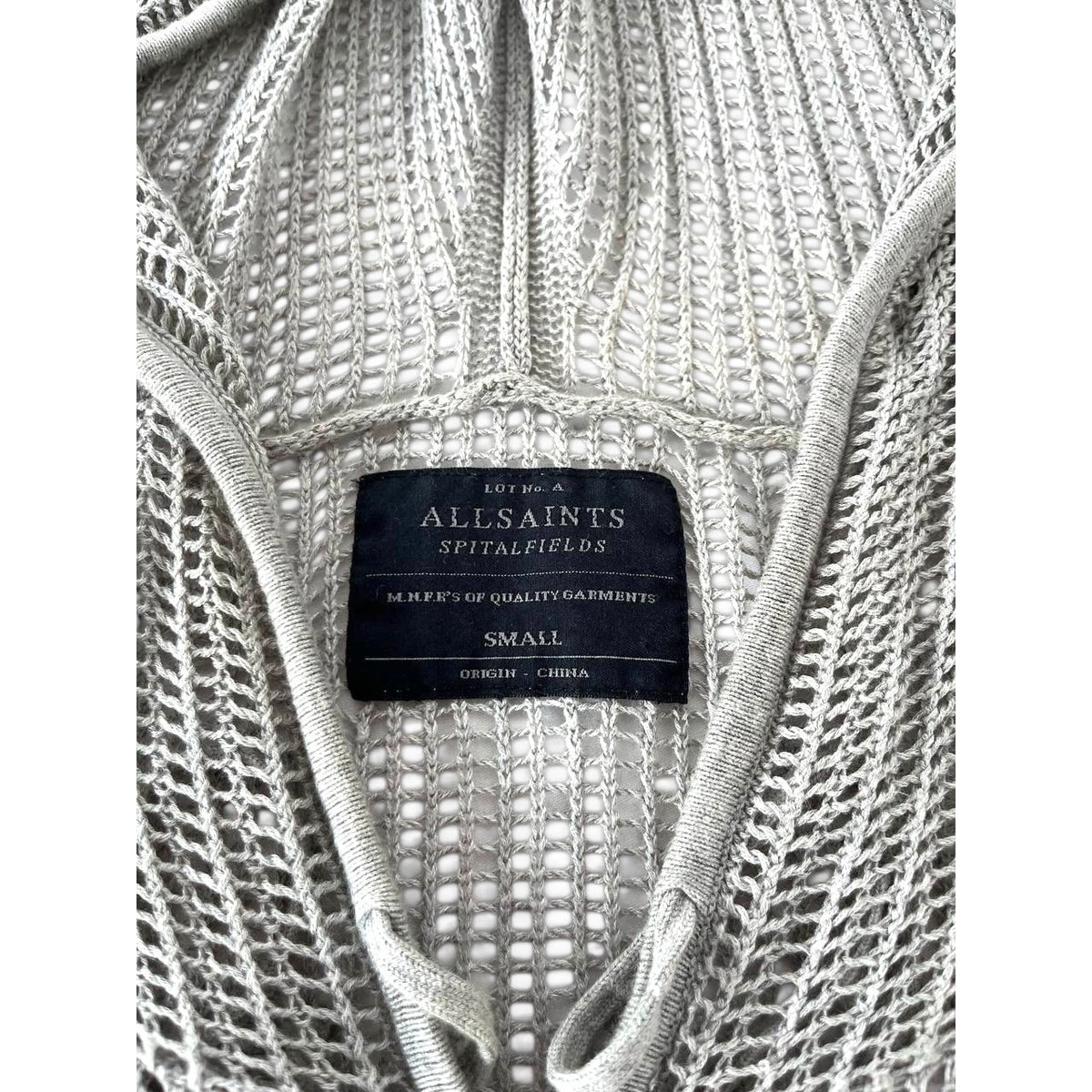 AllSaints Grid Viscose Zip Hoody Open Knit Cardigan