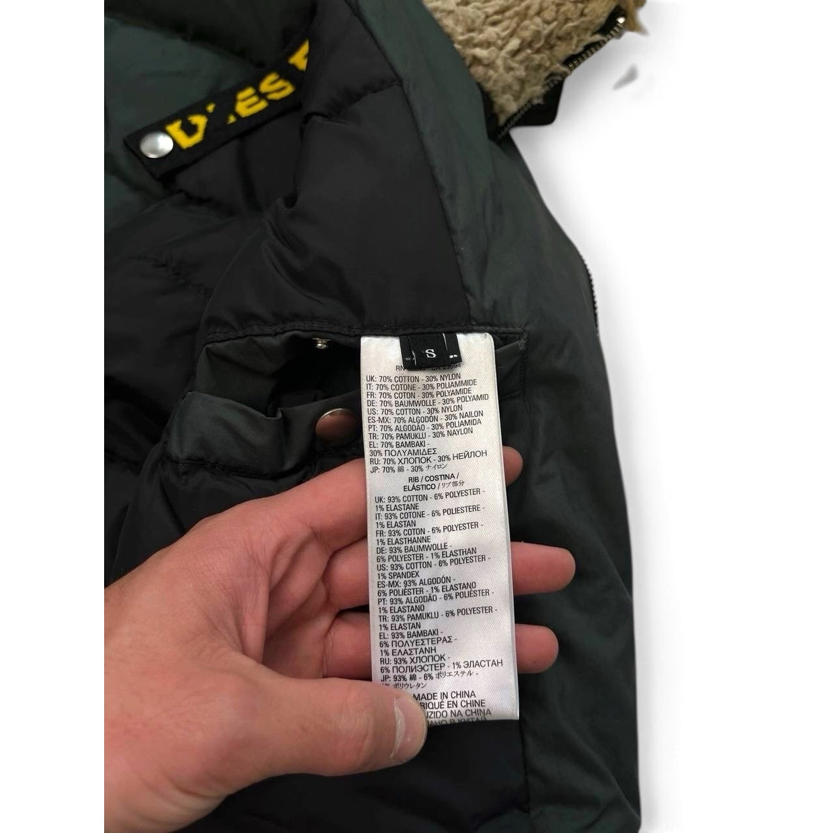 Diesel Men’s Fur Hood Bomber Jacket