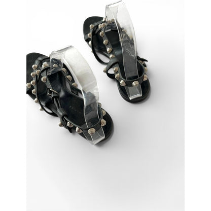 Balenciaga Studded Gladiator Leather Black Sandals