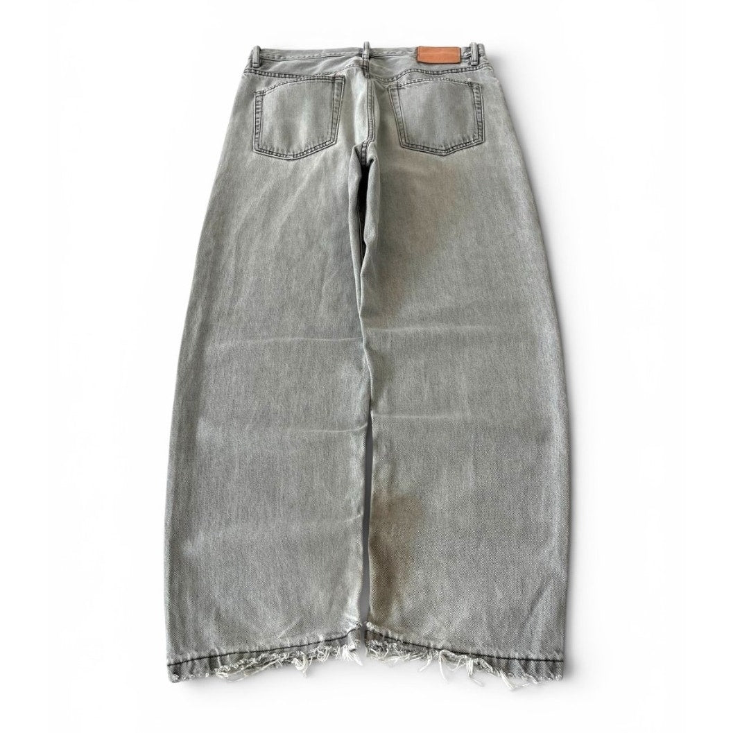 Acne Studios Distressed Wide Leg Jeans Light Grey
