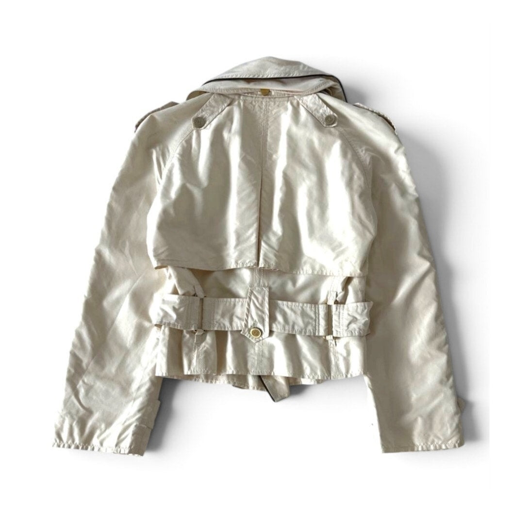 Dolce & Gabbana Cropped Silk Blend Trench Jacket Ivory