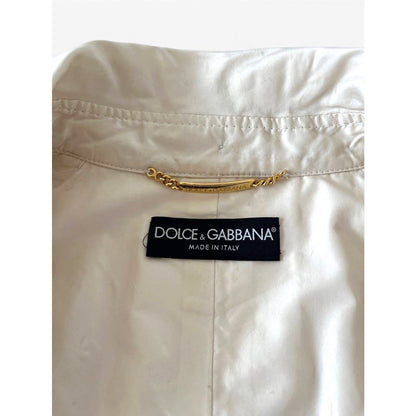 Dolce & Gabbana Cropped Silk Blend Trench Jacket Ivory
