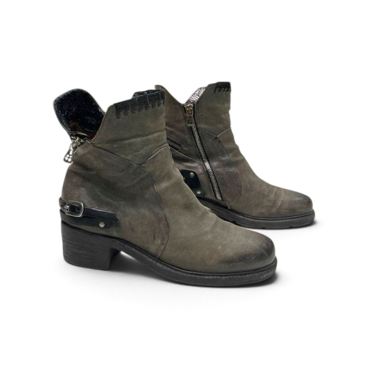 A.S.98 Vintage Distressed Leather Ankle Boots