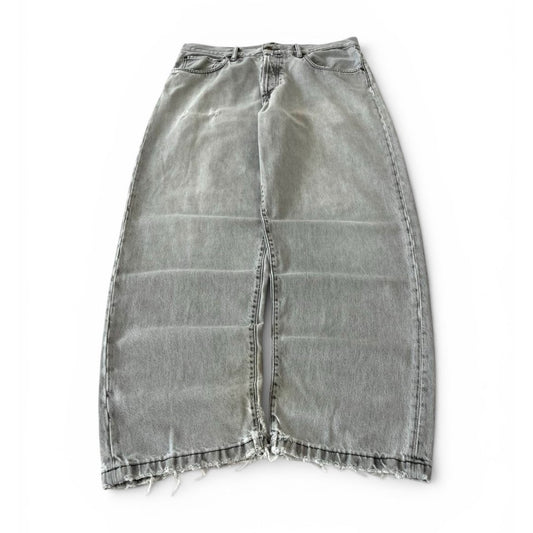 Acne Studios Distressed Wide Leg Jeans Light Grey