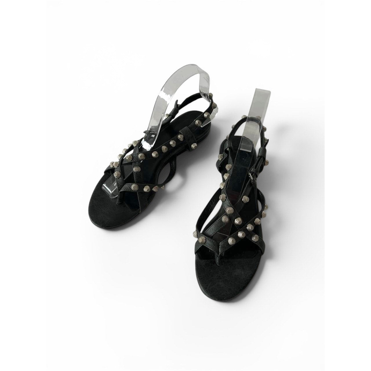 Balenciaga Studded Gladiator Leather Black Sandals
