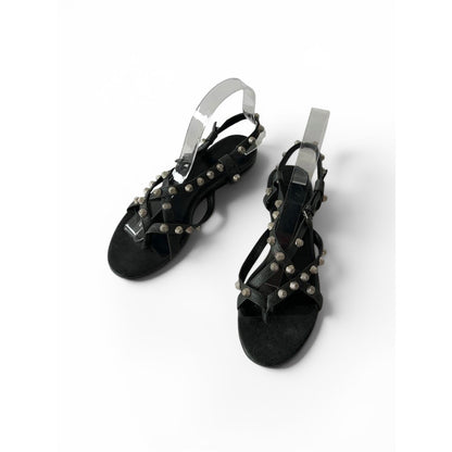 Balenciaga Studded Gladiator Leather Black Sandals
