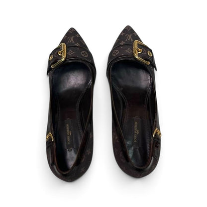 Louis Vuitton Monogram Buckle Pointed-Toe Heels