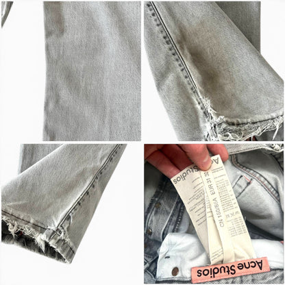 Acne Studios Distressed Wide Leg Jeans Light Grey