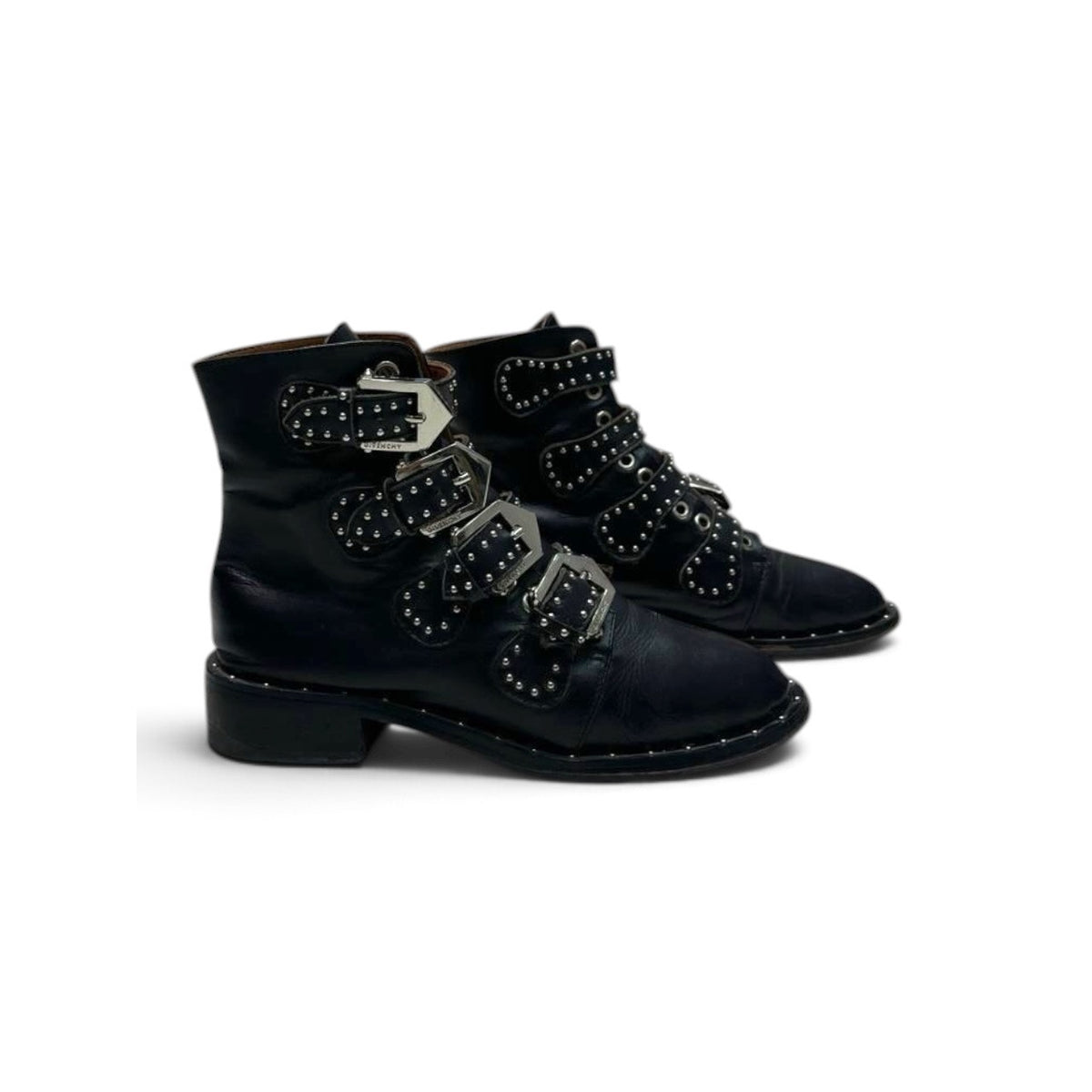 Givenchy Leather Studded Multi-Buckle Ankle Boots