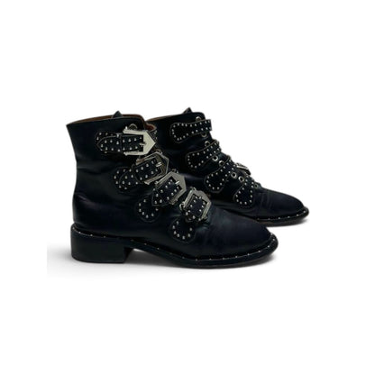 Givenchy Leather Studded Multi-Buckle Ankle Boots