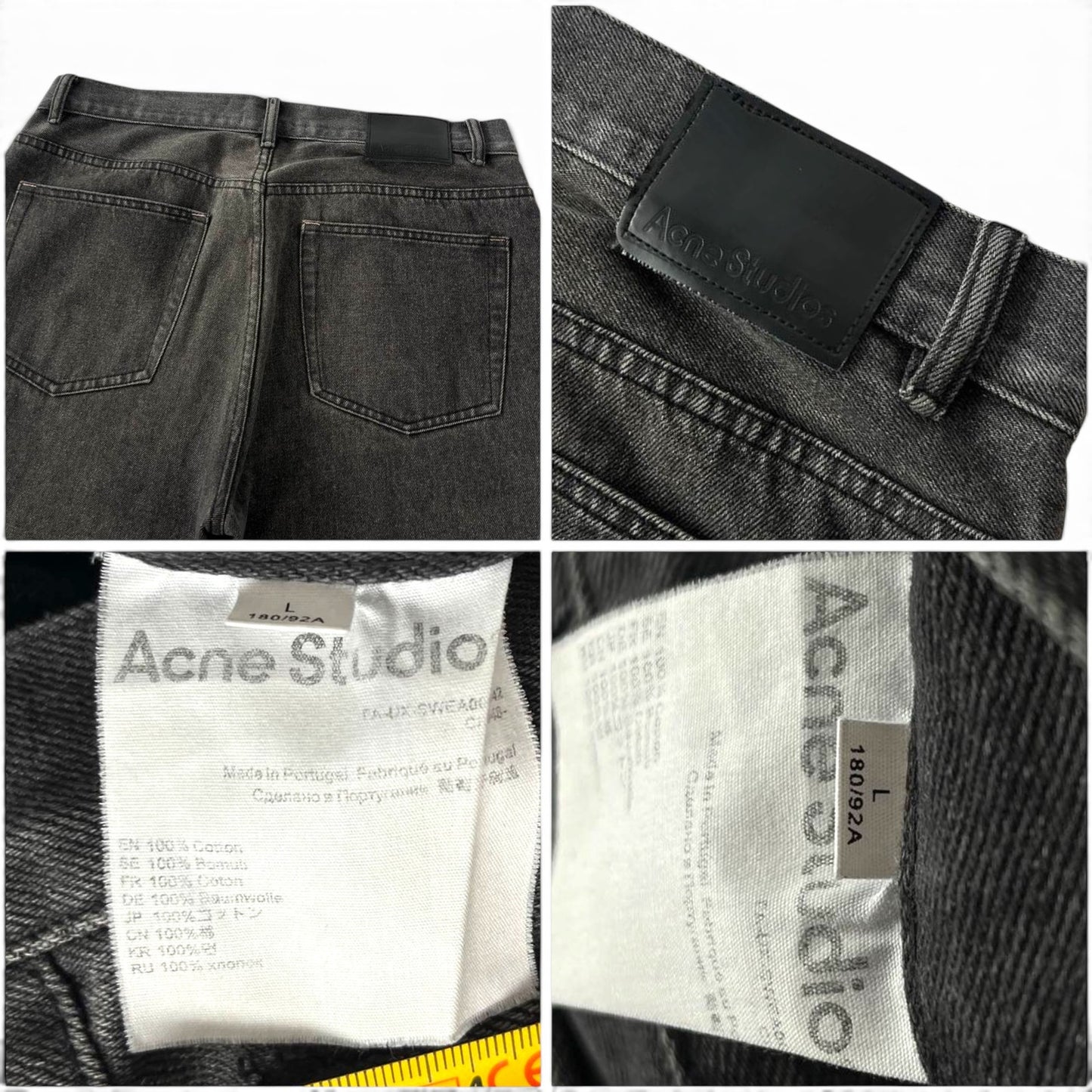Acne Studios Wide Leg Jeans Washed Black