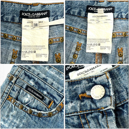 Dolce Gabbana Tiger Embroidered Jeans